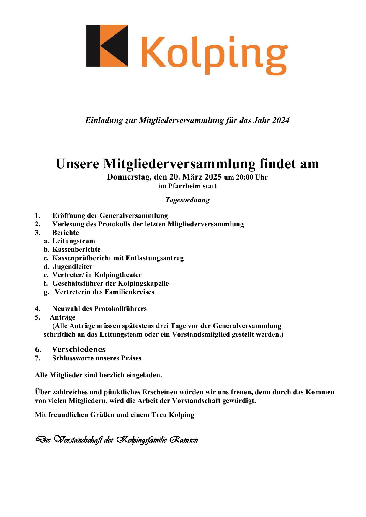 Generalversammlung 2025 Homepage